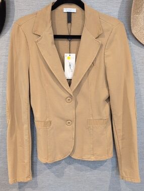 Camel Single-Breasted Stretch Blazer